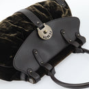FENDI Hand Bag Velor Brown Gold Auth bs36234-6