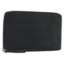 LOEWE Anagram Long Wallet Leather Black Silver Auth bs36239-1