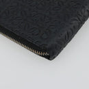 LOEWE Anagram Long Wallet Leather Black Silver Auth bs36239-16