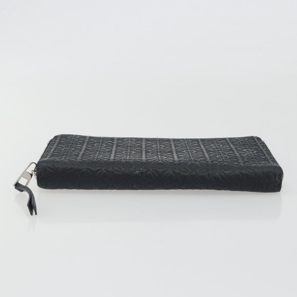 LOEWE Anagram Long Wallet Leather Black Silver Auth bs36239