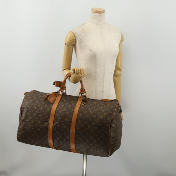 LOUIS VUITTON Monogram Keepall 55 Boston Bag M41424 LV Auth bs36243