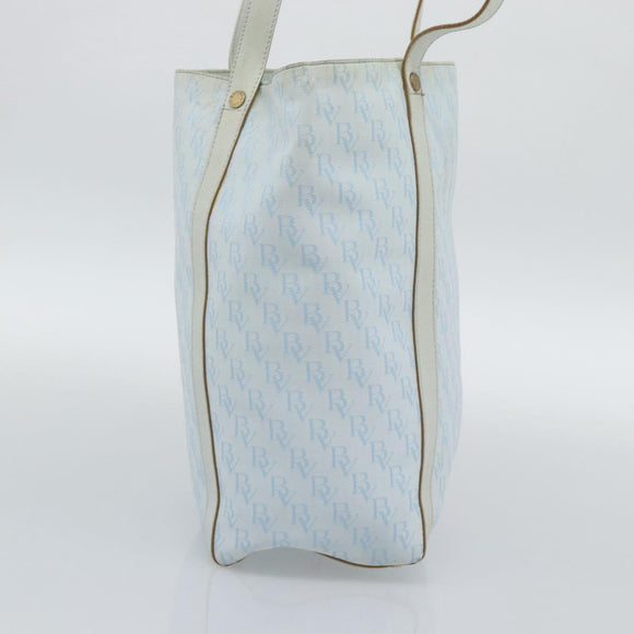 BOTTEGA VENETA Tote Bag Canvas Light Blue Gold Auth bs36249