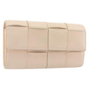 BOTTEGA VENETA MAXI INTRECCIATO Cassette Wallet Leather Beige Gold Auth bs36262-1