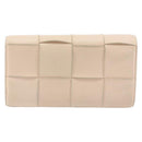 BOTTEGA VENETA MAXI INTRECCIATO Cassette Wallet Leather Beige Gold Auth bs36262-3