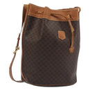 CELINE Macadam Canvas Shoulder Bag PVC Leather Brown Gold Auth bs36270-1