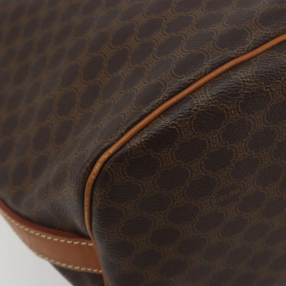 CELINE Macadam Canvas Shoulder Bag PVC Leather Brown Gold Auth bs36270