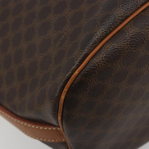 CELINE Macadam Canvas Shoulder Bag PVC Leather Brown Gold Auth bs36270