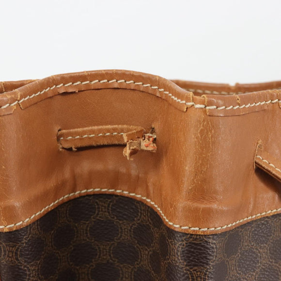 CELINE Macadam Canvas Shoulder Bag PVC Leather Brown Gold Auth bs36270
