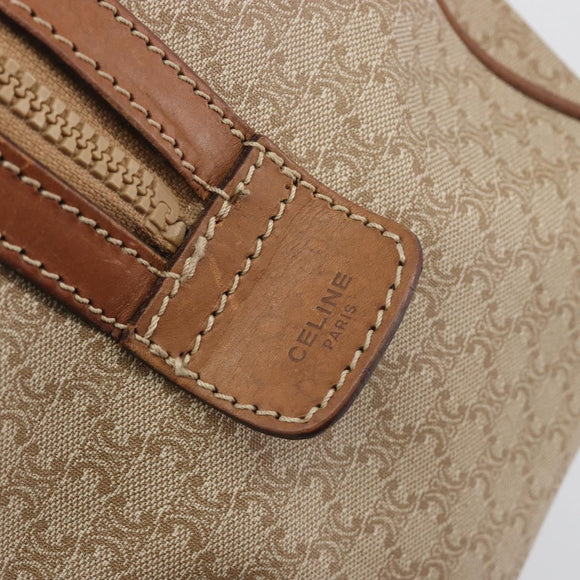 CELINE Macadam Canvas Hand Bag PVC Beige Gold Auth bs36271