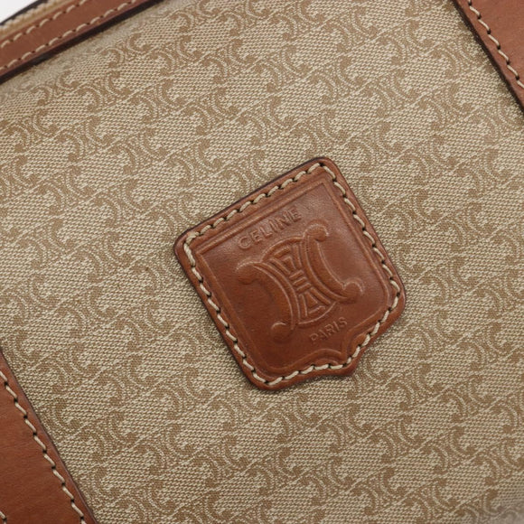 CELINE Macadam Canvas Hand Bag PVC Beige Gold Auth bs36271