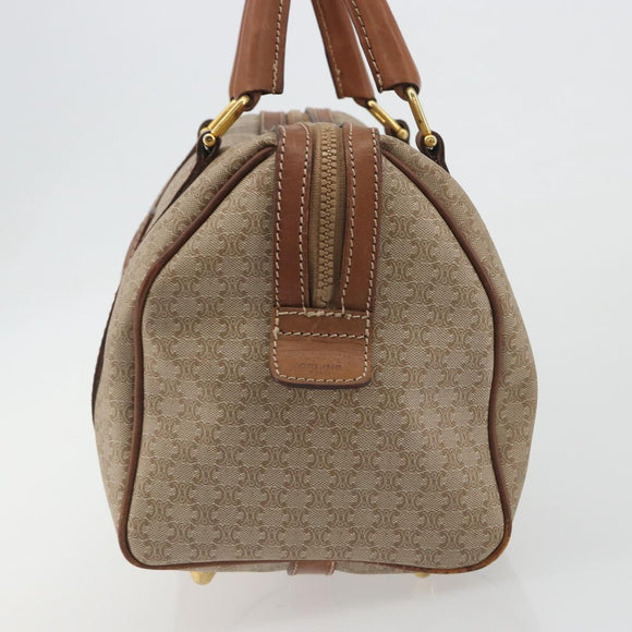 CELINE Macadam Canvas Hand Bag PVC Beige Gold Auth bs36271