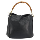 GUCCI Bamboo Shoulder Bag Leather Black Gold 001 2123 1633 Auth bs36272-1