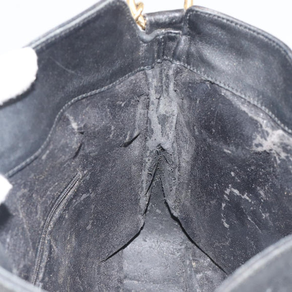 GUCCI Bamboo Shoulder Bag Leather Black Gold 001 2123 1633 Auth bs36272