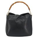 GUCCI Bamboo Shoulder Bag Leather Black Gold 001 2123 1633 Auth bs36272-2