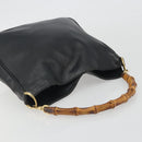 GUCCI Bamboo Shoulder Bag Leather Black Gold 001 2123 1633 Auth bs36272-6