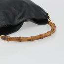 GUCCI Bamboo Shoulder Bag Leather Black Gold 001 2123 1633 Auth bs36272-7