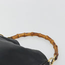 GUCCI Bamboo Shoulder Bag Leather Black Gold 001 2123 1633 Auth bs36272-8