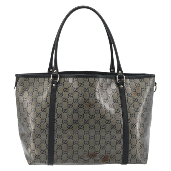 GUCCI GG Crystal Tote Bag Coated Canvas Navy Gold 197953 Auth bs36273