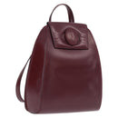 CARTIER Backpack Leather Bordeaux Gold Auth bs36274-1