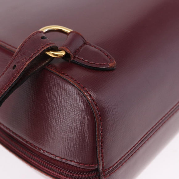 CARTIER Backpack Leather Bordeaux Gold Auth bs36274