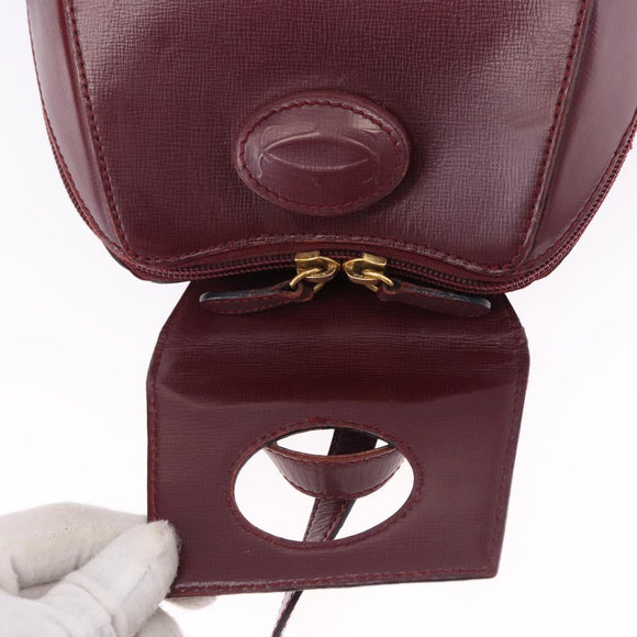 CARTIER Backpack Leather Bordeaux Gold Auth bs36274