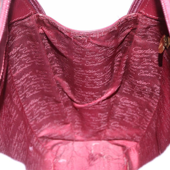 CARTIER Backpack Leather Bordeaux Gold Auth bs36274