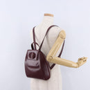 CARTIER Backpack Leather Bordeaux Gold Auth bs36274-27