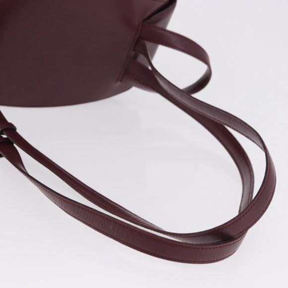 CARTIER Backpack Leather Bordeaux Gold Auth bs36274