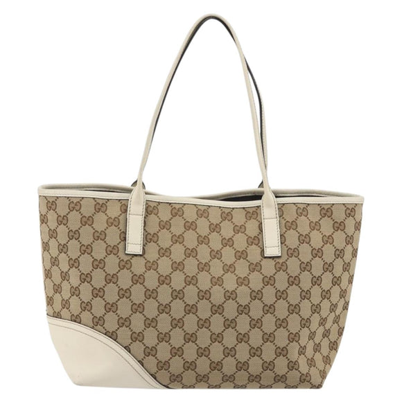 GUCCI GG Canvas Hand Bag Beige Gold 169946 Auth bs36275