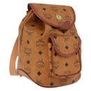 MCM Vicetos Logogram Backpack PVC Beige Gold Auth bs36277-1