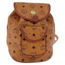 MCM Vicetos Logogram Backpack PVC Beige Gold Auth bs36277-2