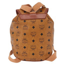 MCM Vicetos Logogram Backpack PVC Beige Gold Auth bs36277-3