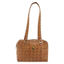 MCM Vicetos Logogram Hand Bag PVC Leather Brown Gold Auth bs36278-2