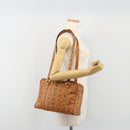 MCM Vicetos Logogram Hand Bag PVC Leather Brown Gold Auth bs36278-20