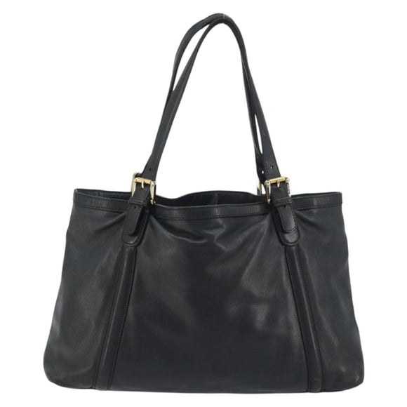GUCCI New Brit Hand Bag Leather Black Gold 162094 Auth bs36279