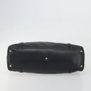 GUCCI New Brit Hand Bag Leather Black Gold 162094 Auth bs36279-9