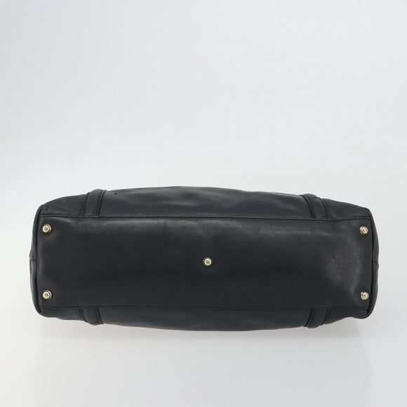 GUCCI New Brit Hand Bag Leather Black Gold 162094 Auth bs36279