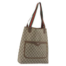 GUCCI GG Supreme Web Sherry Line Tote Bag PVC Beige 39 02 003 Auth bs36280-1