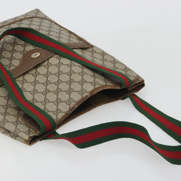 GUCCI GG Supreme Web Sherry Line Tote Bag PVC Beige 39 02 003 Auth bs36280
