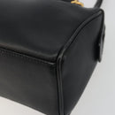 GUCCI Bamboo Hand Bag Leather 2way Black Gold 007 122 0232 Auth bs36283-12