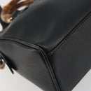 GUCCI Bamboo Hand Bag Leather 2way Black Gold 007 122 0232 Auth bs36283-13