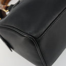 GUCCI Bamboo Hand Bag Leather 2way Black Gold 007 122 0232 Auth bs36283-15