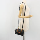 GUCCI Bamboo Hand Bag Leather 2way Black Gold 007 122 0232 Auth bs36283-25