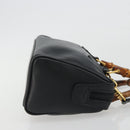 GUCCI Bamboo Hand Bag Leather 2way Black Gold 007 122 0232 Auth bs36283-4