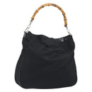 GUCCI Bamboo Hand Bag Nylon Black Silver 001 1998 1577 Auth bs36284-1