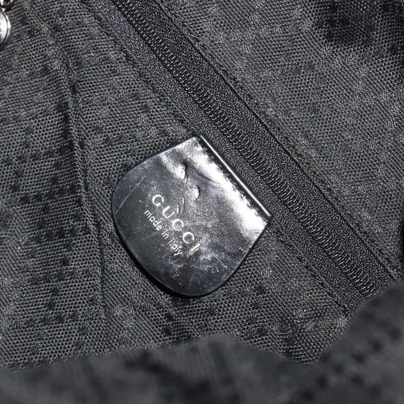 GUCCI Bamboo Hand Bag Nylon Black Silver 001 1998 1577 Auth bs36284