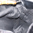 GUCCI Bamboo Hand Bag Nylon Black Silver 001 1998 1577 Auth bs36284-17