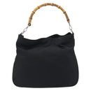 GUCCI Bamboo Hand Bag Nylon Black Silver 001 1998 1577 Auth bs36284-3