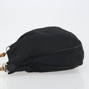 GUCCI Bamboo Hand Bag Nylon Black Silver 001 1998 1577 Auth bs36284-5