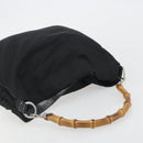 GUCCI Bamboo Hand Bag Nylon Black Silver 001 1998 1577 Auth bs36284-6